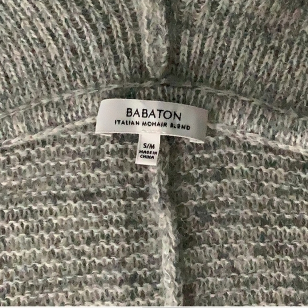 Babaton Gray Teddy Jacket with Plush Knit Texture